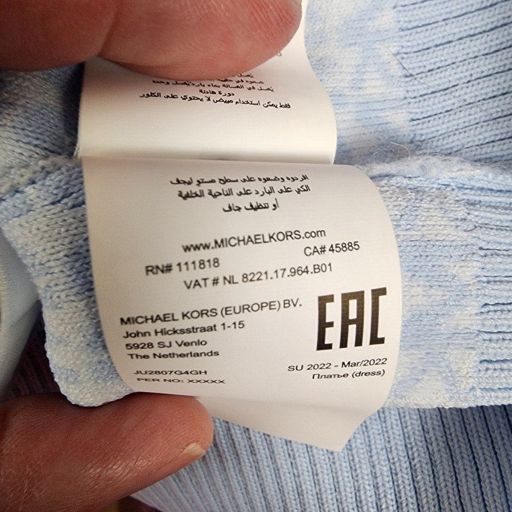 Michael Kors Pastel Blue MK Logo Monogram Knit Tank Dress JU2807G4GH Size S NEW - Picture 11 of 12
